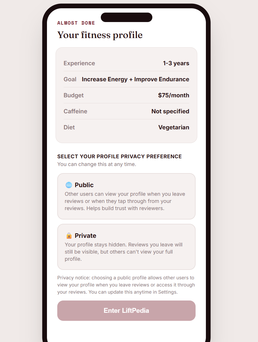 LiftPedia profile page